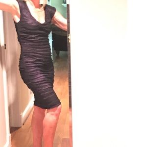 Nicole Miller - cocktail dress, dark plum ruched